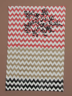 Black-Beige-Red Cotton Hand-Block Printed Placemat - MYYRA