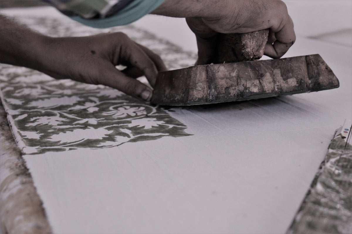 Hand block printing process for craftsmanship