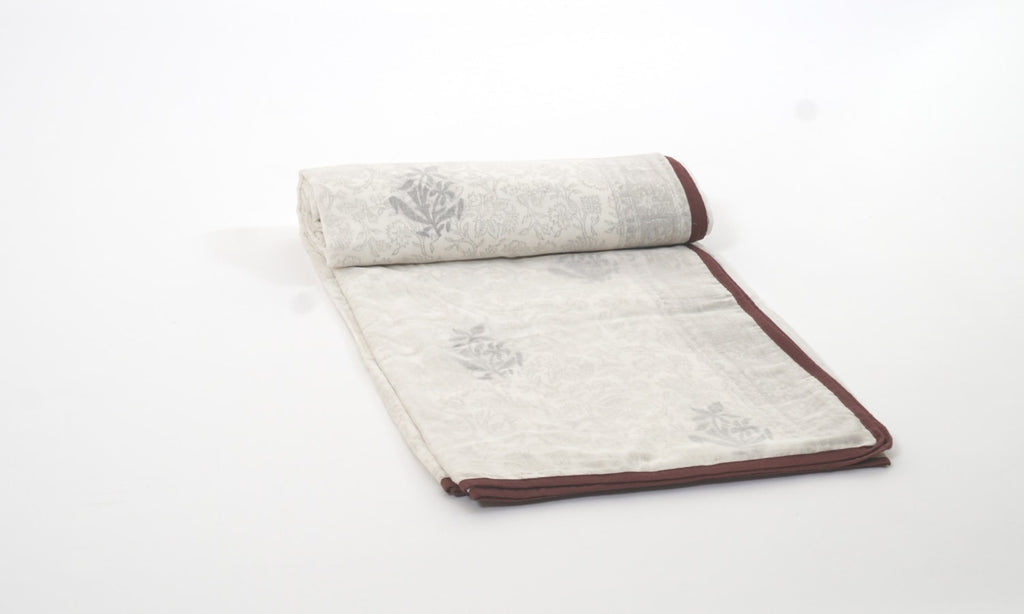 Hand block printed organic cotton dohar (lightweight cotton quilt) | Myyra Jaipur