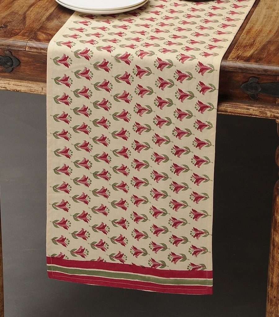 Hand block printed organic cotton table runner | Myyra Jaipur