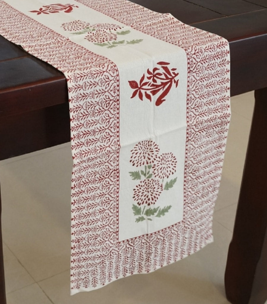 Hand block printed organic cotton table runner | Myyra Jaipur