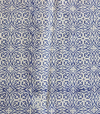 Close-up of hand block print on organic cotton table runner | Myyra Jaipur