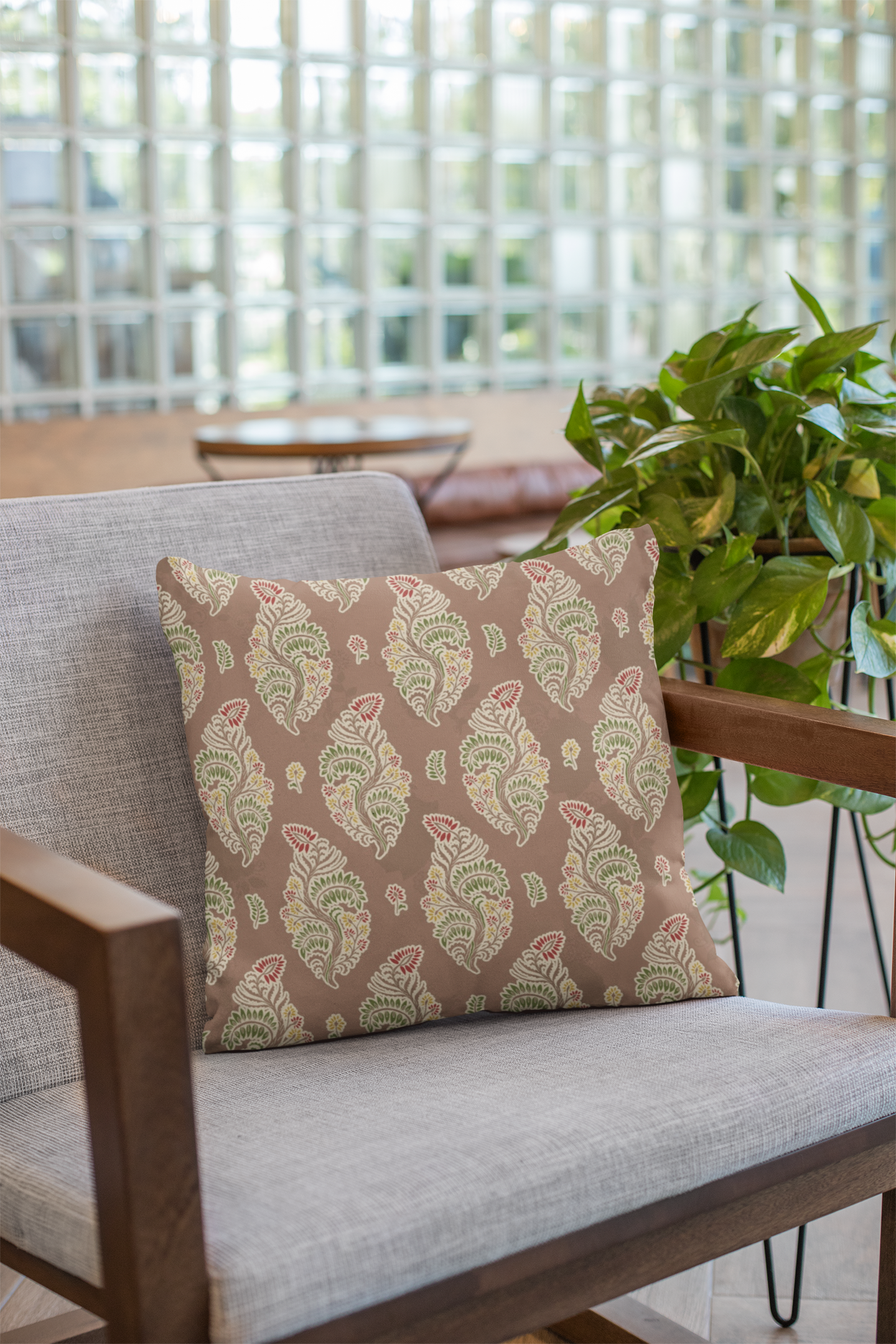Pair of digital printed cushion covers styled view | Myyra Jaipur