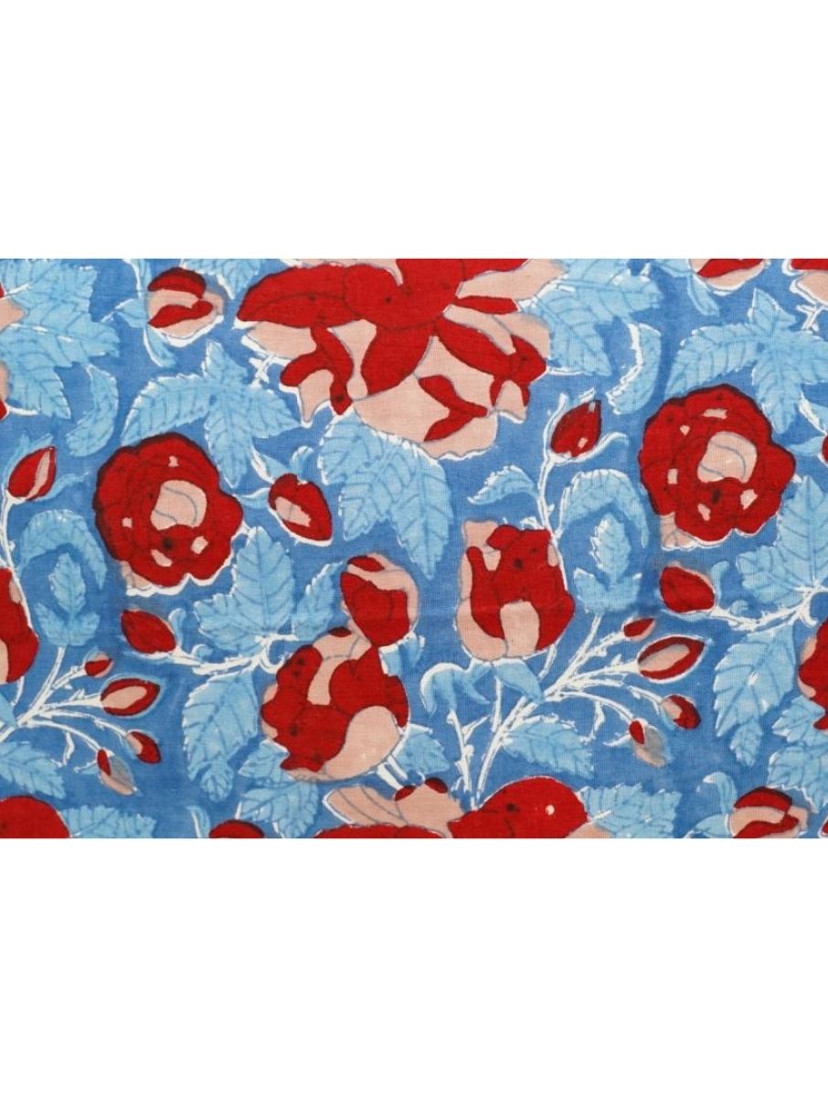 Close-up of hand block print on organic cotton pillow cover | Myyra Jaipur