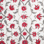 Close-up of hand block print on organic cotton running fabric | Myyra Jaipur