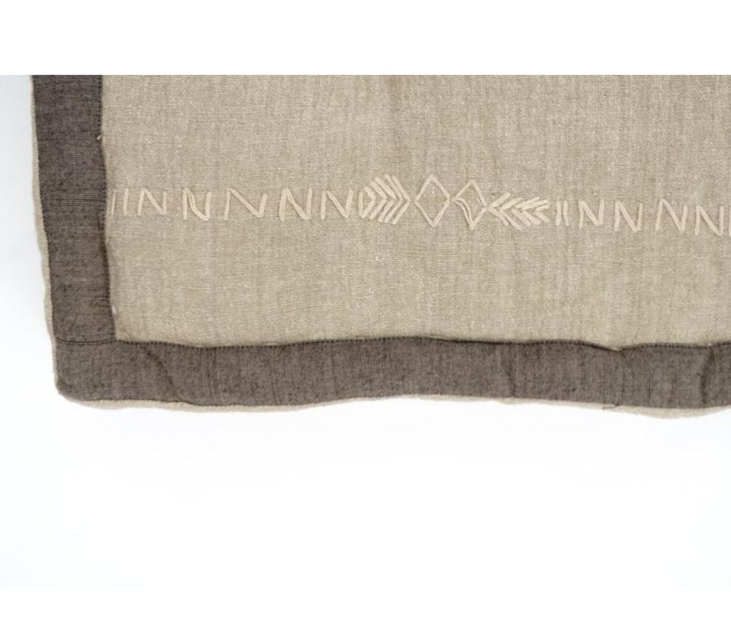 Close-up of hand block print on organic cotton floor cushion | Myyra Jaipur