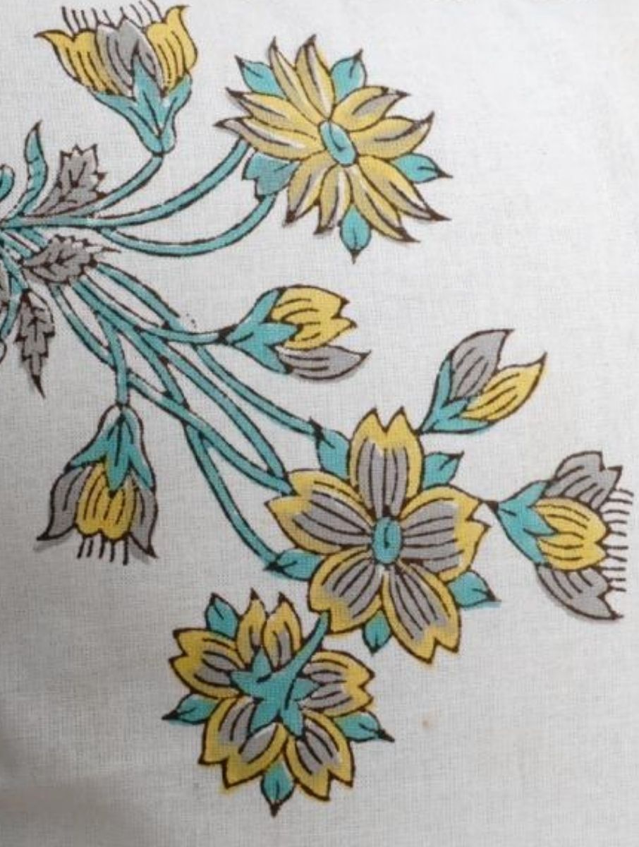 Cushion cover folded showing pattern repeat of hand block print | Myyra Jaipur