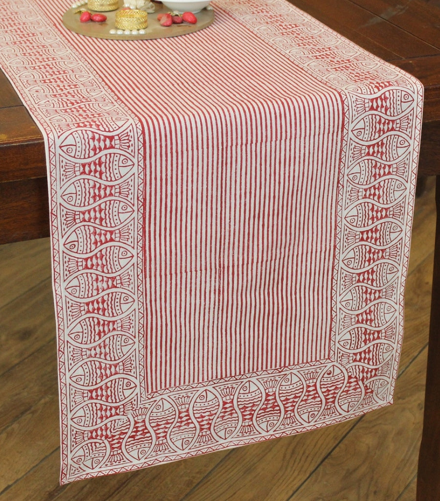 Hand block printed organic cotton table runner | Myyra Jaipur