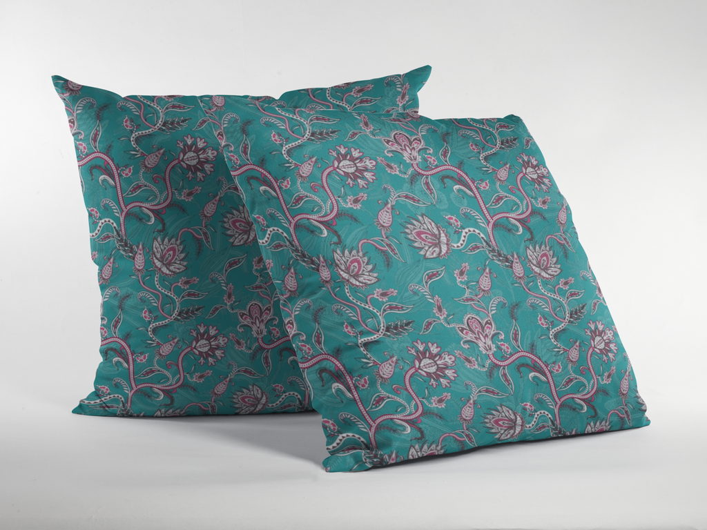 Pair of digital printed cushion covers #113 styled view | Myyra Jaipur