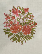 Table cover folded showing pattern repeat of hand block print | Myyra Jaipur