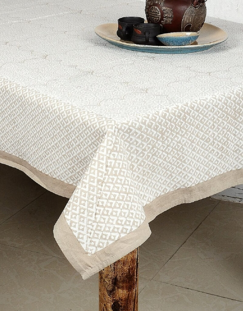 Hand block printed organic cotton table cover | Myyra Jaipur