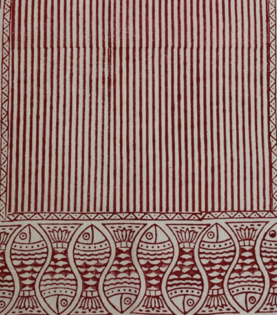Close-up of hand block print on organic cotton table runner | Myyra Jaipur
