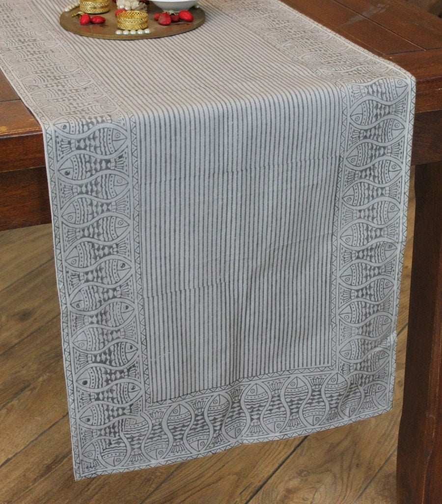 Hand block printed organic cotton table runner | Myyra Jaipur
