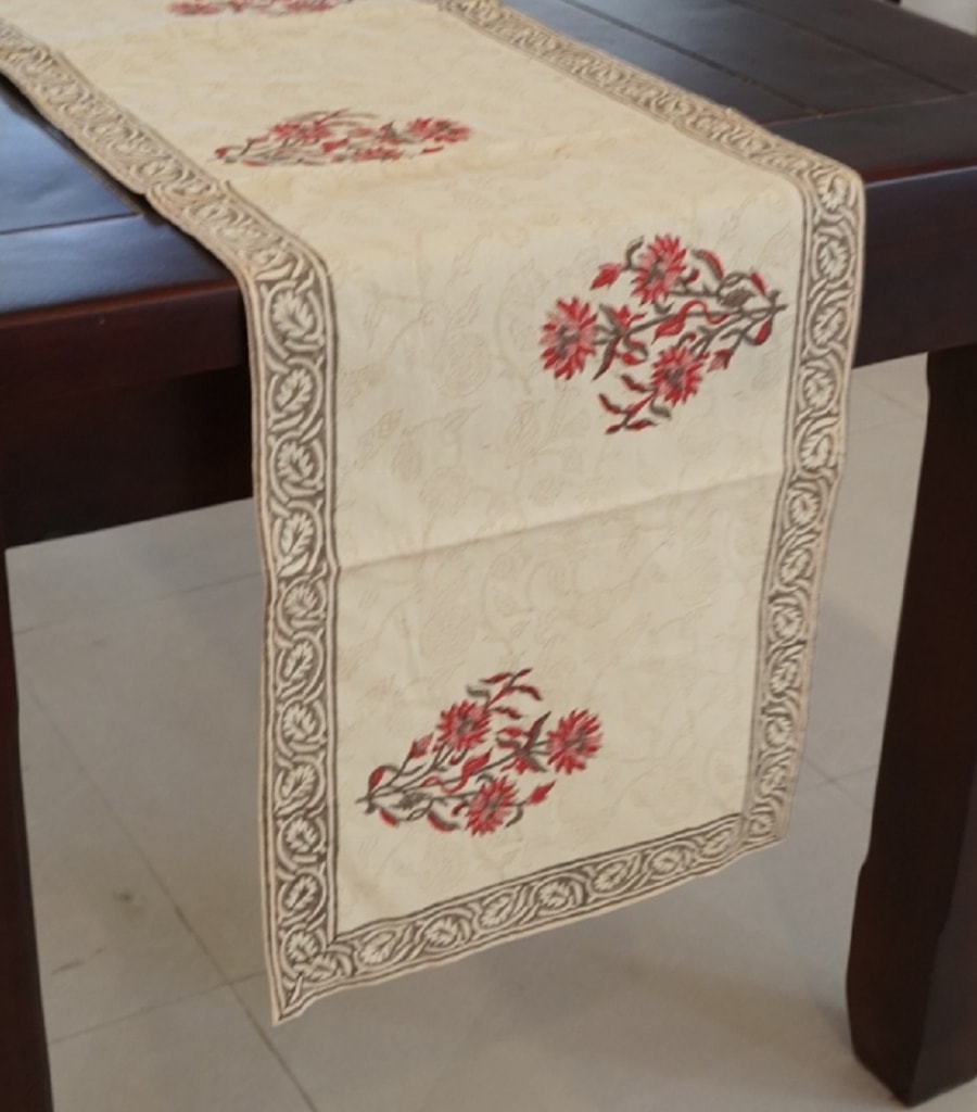 Hand block printed organic cotton table runner | Myyra Jaipur