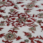 Close-up of hand block print on organic cotton running fabric | Myyra Jaipur