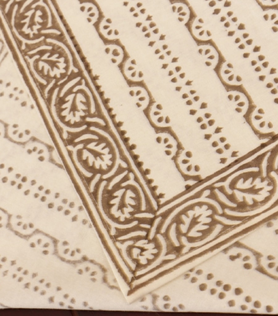 Table runner folded showing pattern repeat of hand block print | Myyra Jaipur