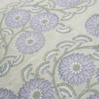 Close-up of hand block print on organic cotton running fabric | Myyra Jaipur