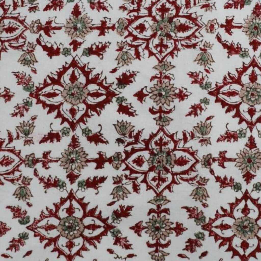 Hand block printed organic cotton fabric yardage from Myyra Jaipur