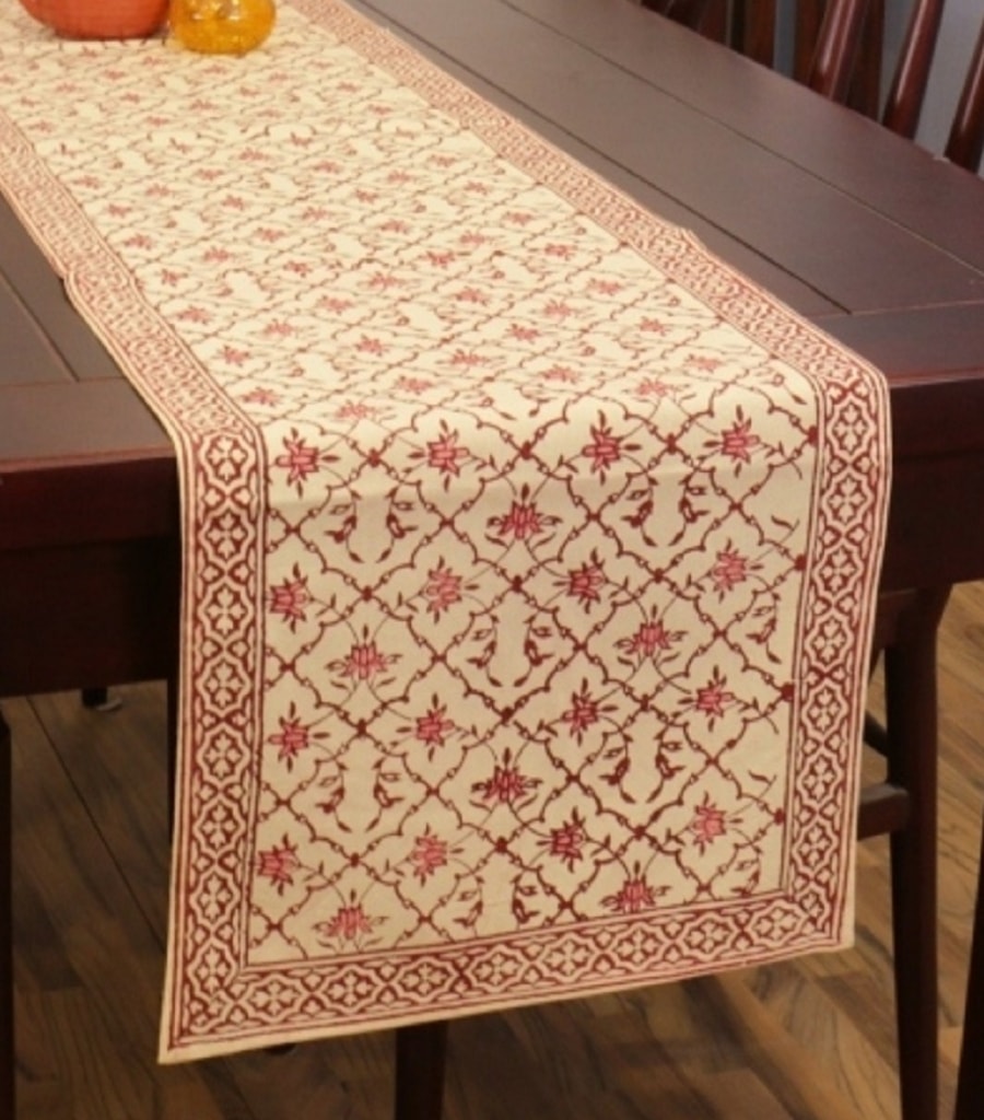 Hand block printed organic cotton table runner | Myyra Jaipur