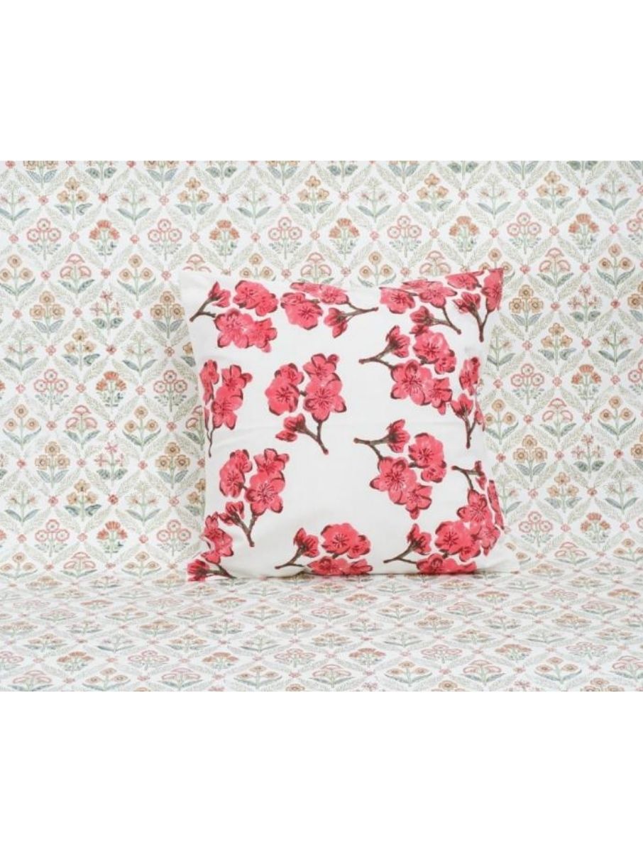 Hand block printed organic cotton cushion cover | Myyra Jaipur