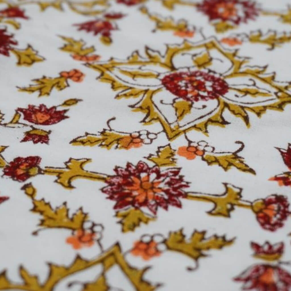 Hand block printed organic cotton fabric yardage from Myyra Jaipur
