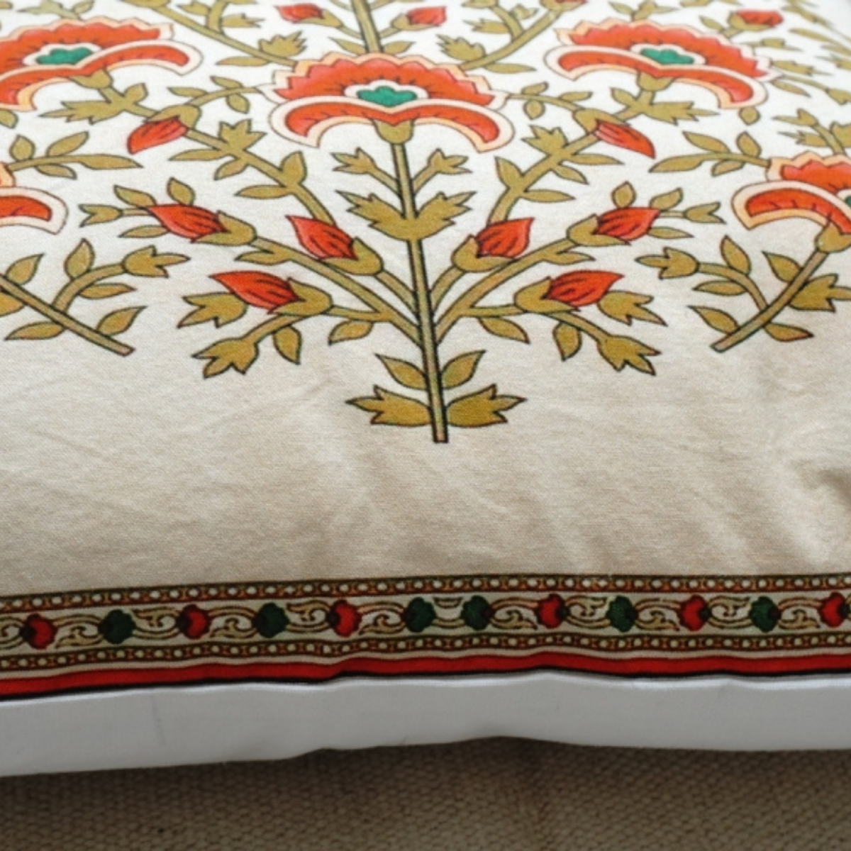 Pair of digital printed cushion covers #06 styled view | Myyra Jaipur