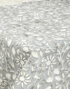 Close-up of hand block print on organic cotton table cover | Myyra Jaipur
