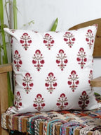 Cushion cover folded showing pattern repeat of hand block print | Myyra Jaipur