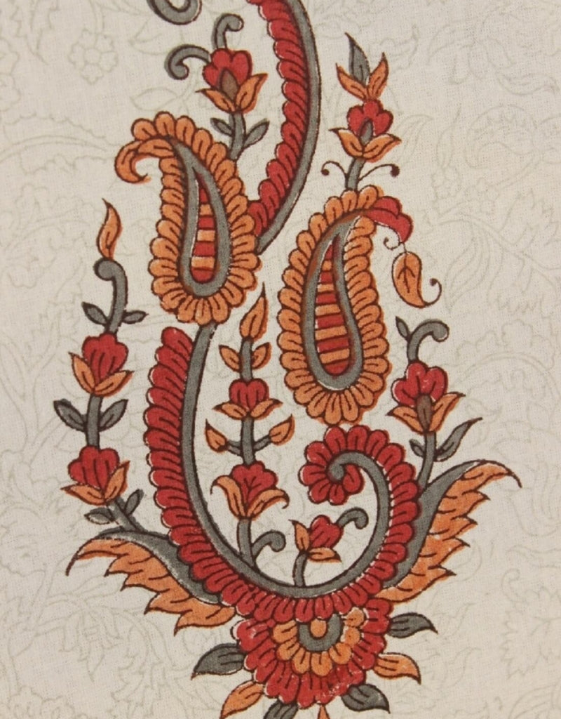 Table cover folded showing pattern repeat of hand block print | Myyra Jaipur