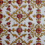 Close-up of hand block print on organic cotton running fabric | Myyra Jaipur