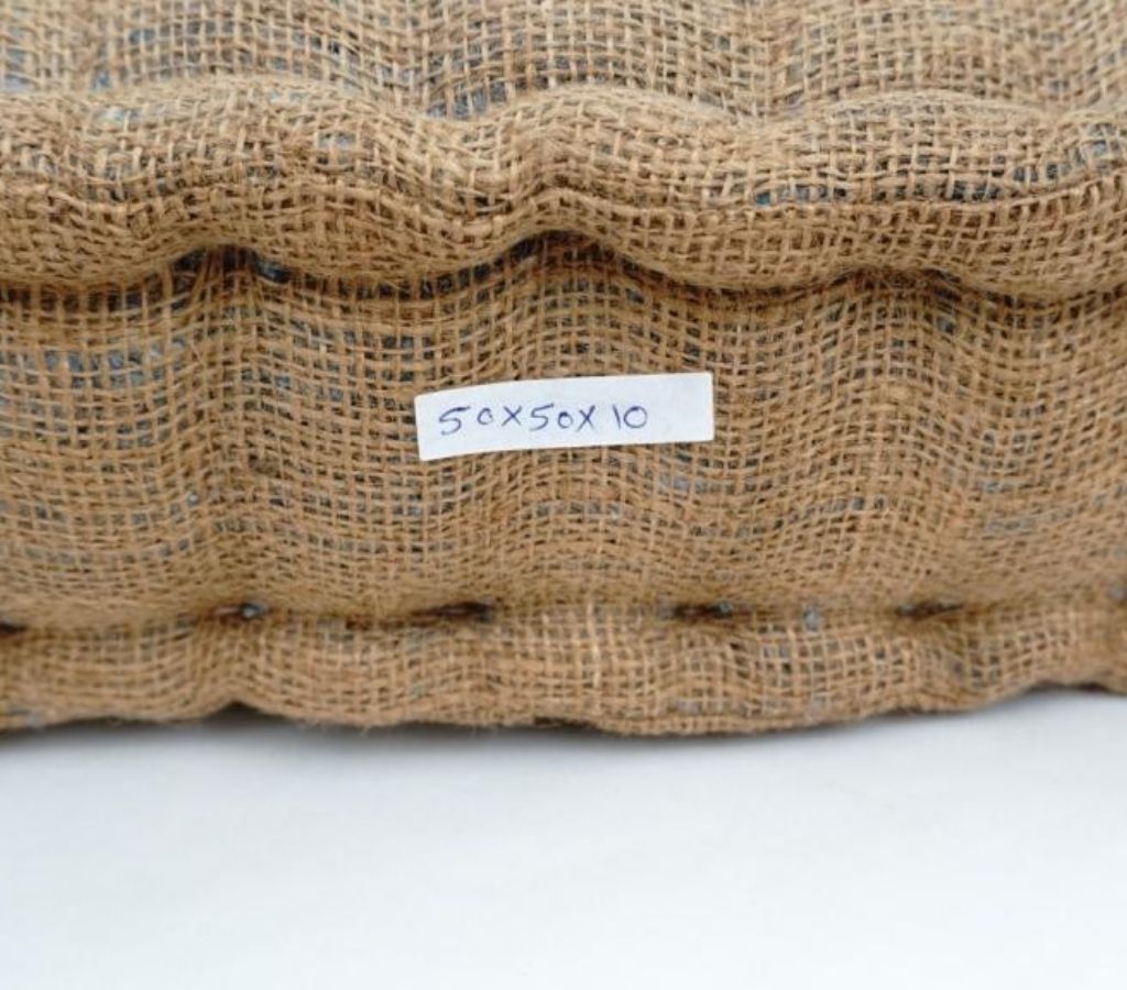 Floor cushion folded showing pattern repeat of hand block print | Myyra Jaipur
