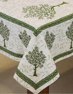 Hand block printed organic cotton table cover | Myyra Jaipur