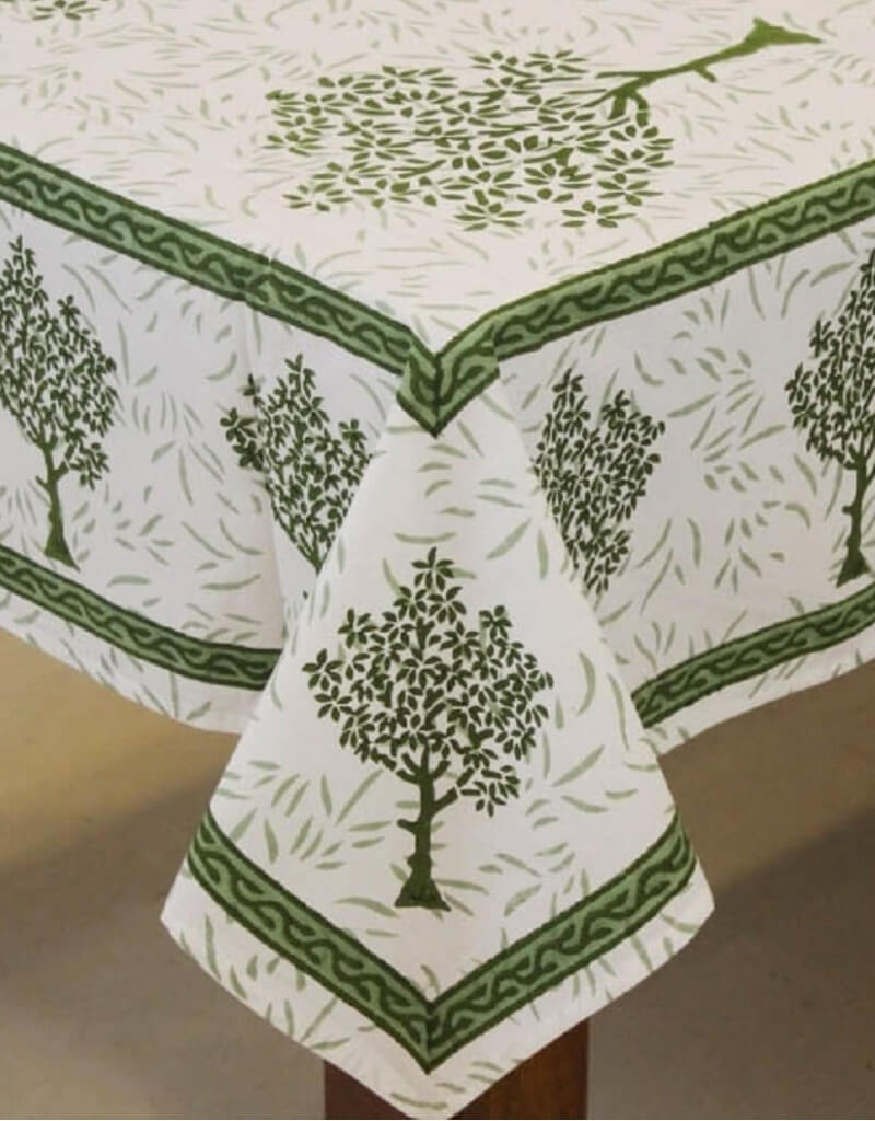 Hand block printed organic cotton table cover | Myyra Jaipur