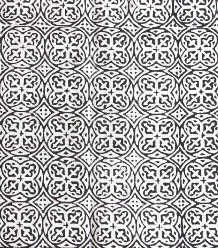 Close-up of hand block print on organic cotton table runner | Myyra Jaipur