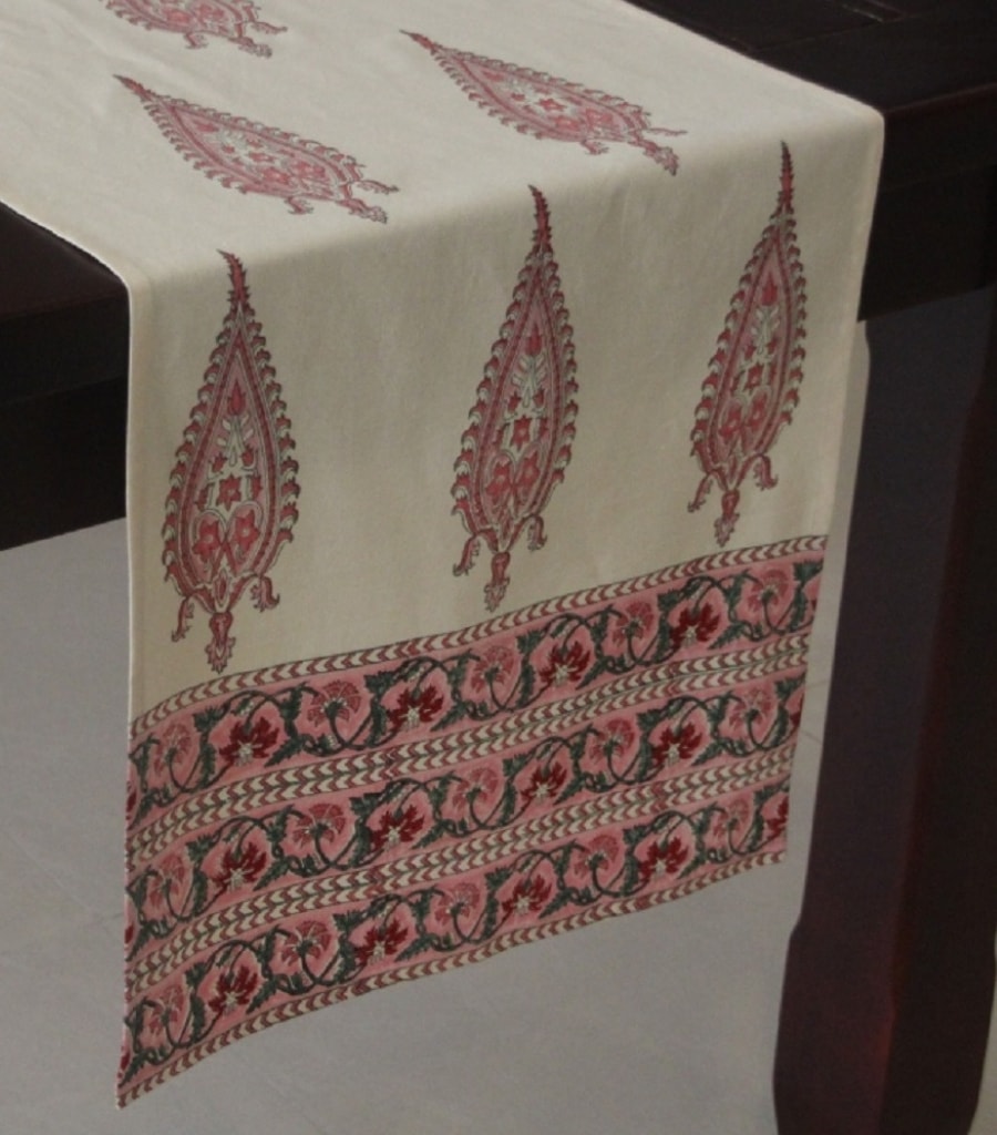 Hand block printed organic cotton table runner | Myyra Jaipur