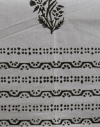 Table cover folded showing pattern repeat of hand block print | Myyra Jaipur