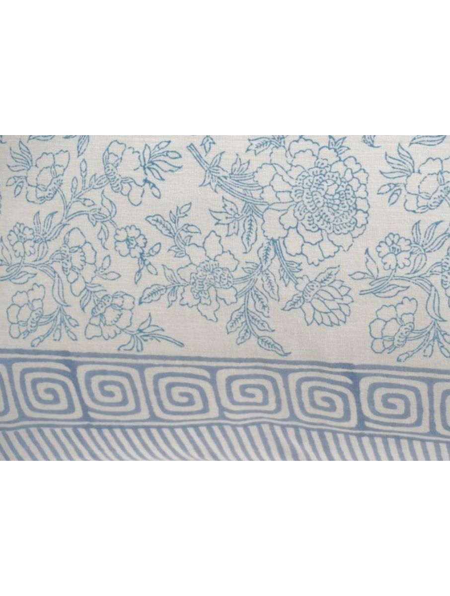 Close-up of hand block print on organic cotton pillow cover | Myyra Jaipur