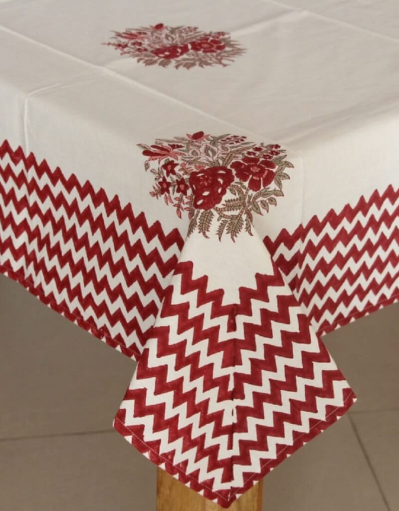 Hand block printed organic cotton table cover | Myyra Jaipur
