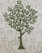 Table cover folded showing pattern repeat of hand block print | Myyra Jaipur