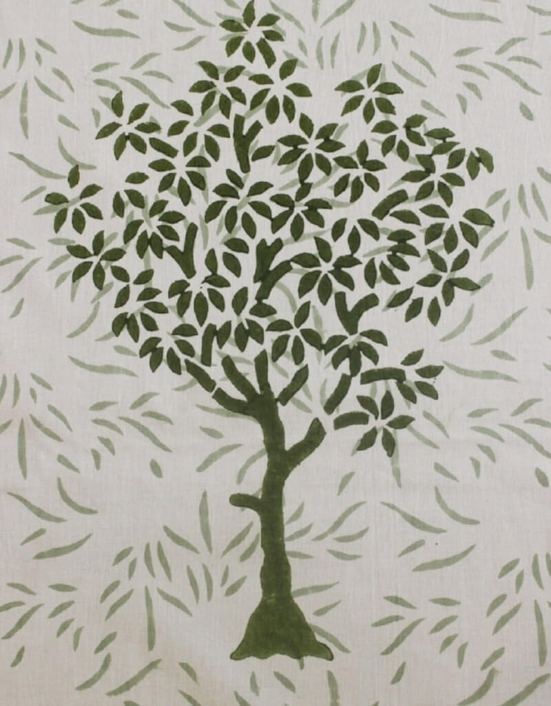 Table cover folded showing pattern repeat of hand block print | Myyra Jaipur