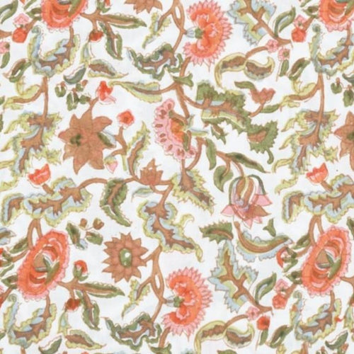 Hand block printed organic cotton fabric yardage from Myyra Jaipur