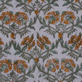 Close-up of hand block print on organic cotton running fabric | Myyra Jaipur