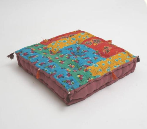 Hand block printed organic cotton floor cushion | Myyra Jaipur