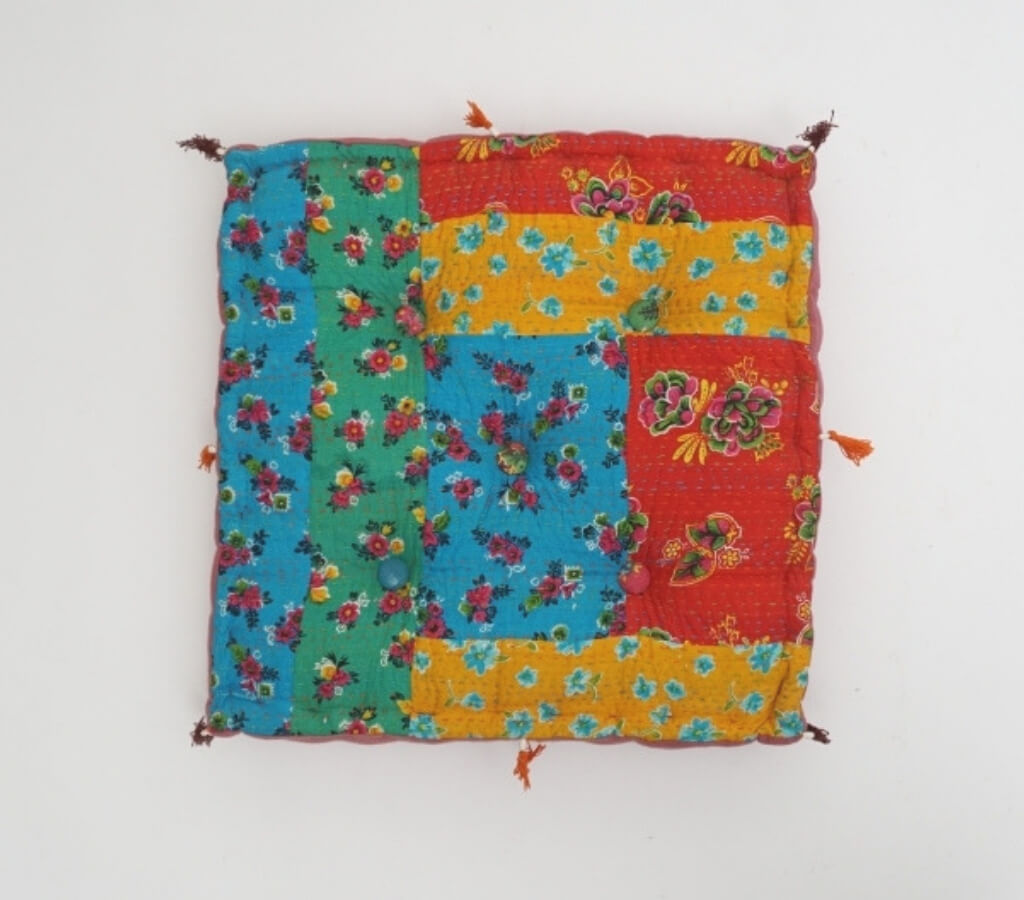 Floor cushion folded showing pattern repeat of hand block print | Myyra Jaipur