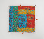 Floor cushion folded showing pattern repeat of hand block print | Myyra Jaipur