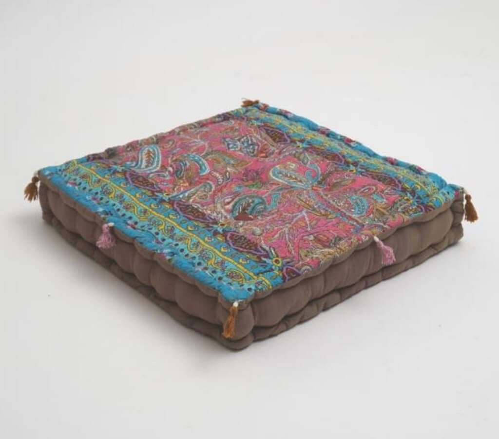 Hand block printed organic cotton floor cushion | Myyra Jaipur