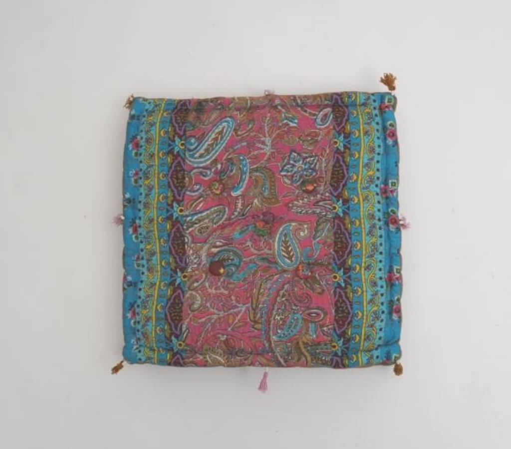 Floor cushion folded showing pattern repeat of hand block print | Myyra Jaipur