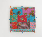 Floor cushion folded showing pattern repeat of hand block print | Myyra Jaipur