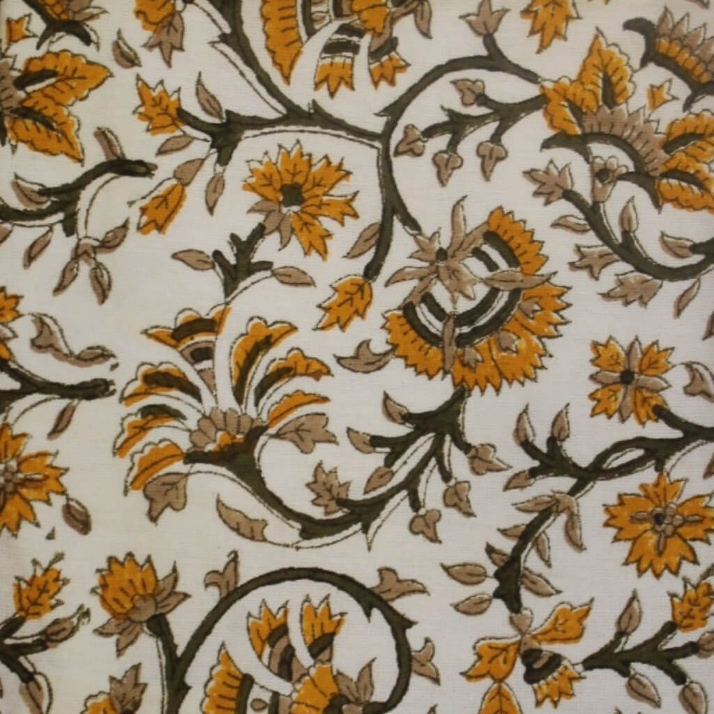 Hand block printed organic cotton fabric yardage from Myyra Jaipur