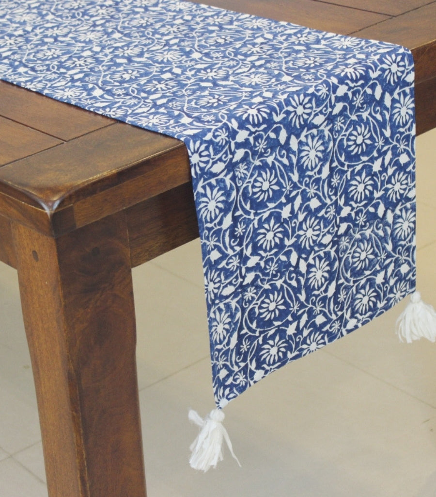Hand block printed organic cotton table runner | Myyra Jaipur